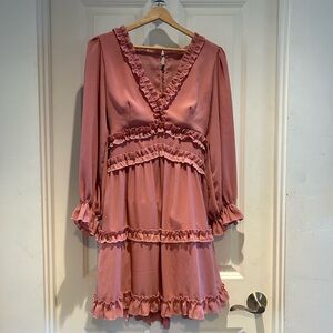 Chic Ruffled Pink Dress